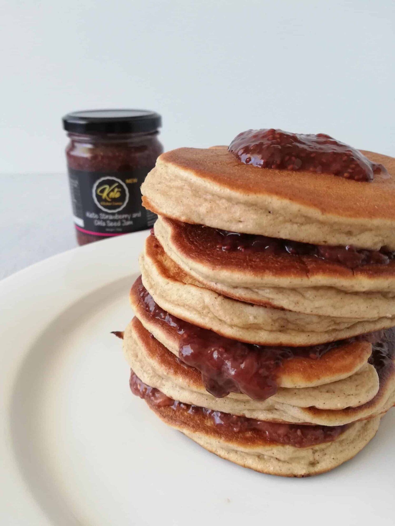 Fluffy Keto Pancakes with Jam