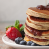 Keto or low carb fluffy pancakes with sugar free strawberry and chia seed jam