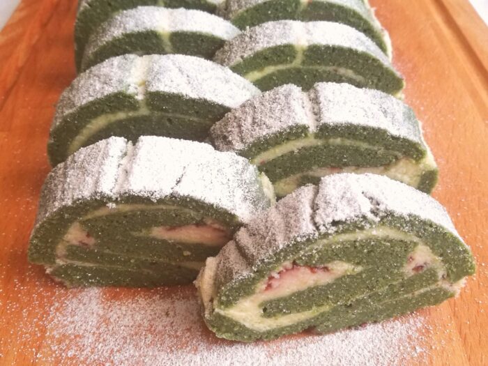 Keto Matcha Jam Swiss Roll