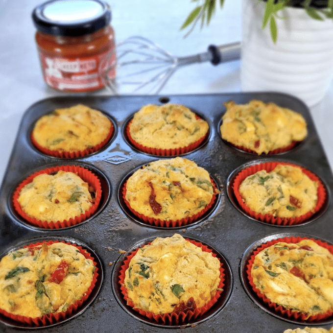 Keto Spinach, Feta and Roasted Capsicum Muffins