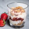 Sugar free strawberry and chia seed jam parfait